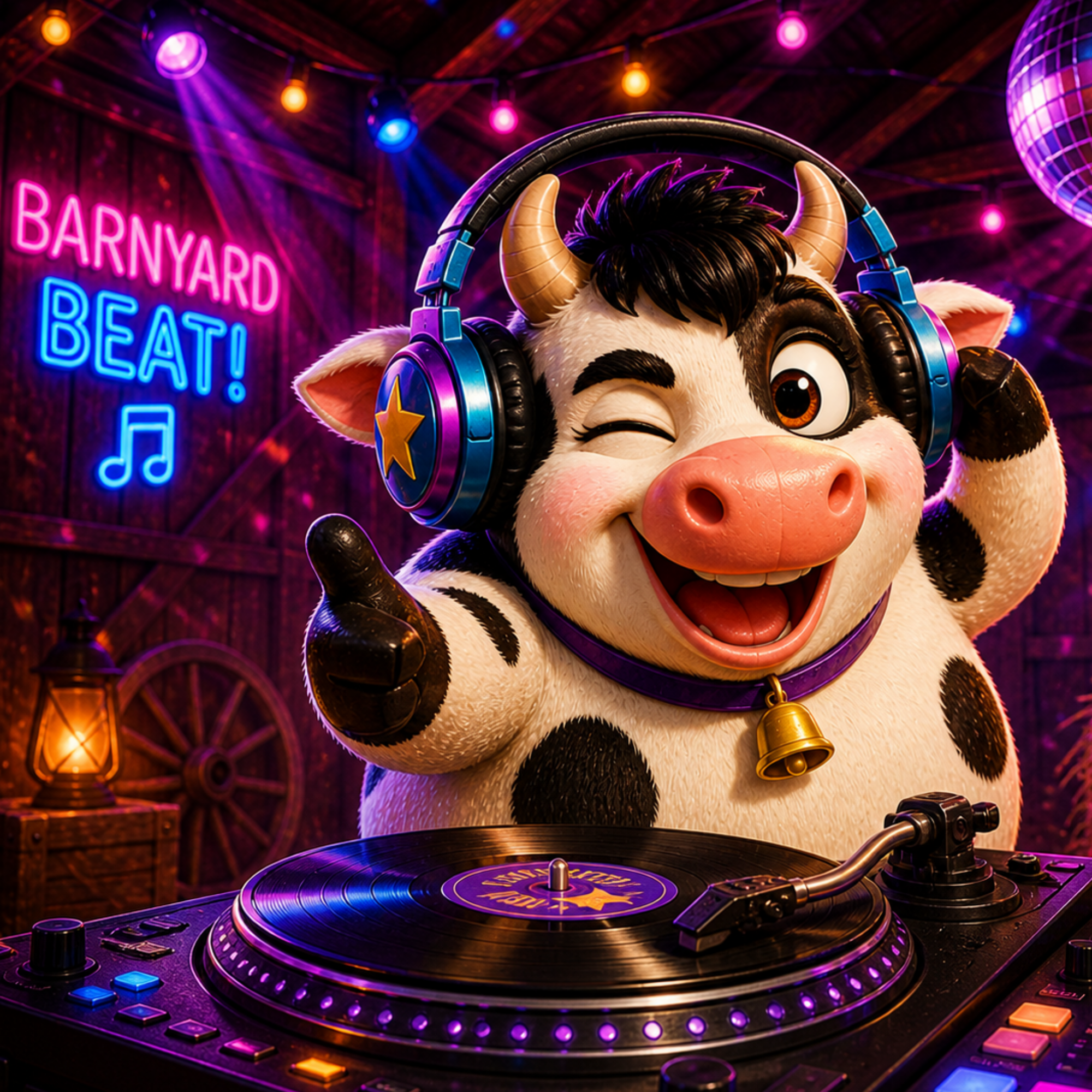 Chunky Cow spinning records at the turntables